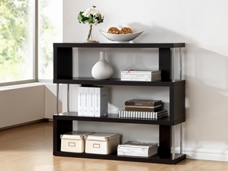 Barnes Dark Brown Three-Shelf Modern Bookcase 