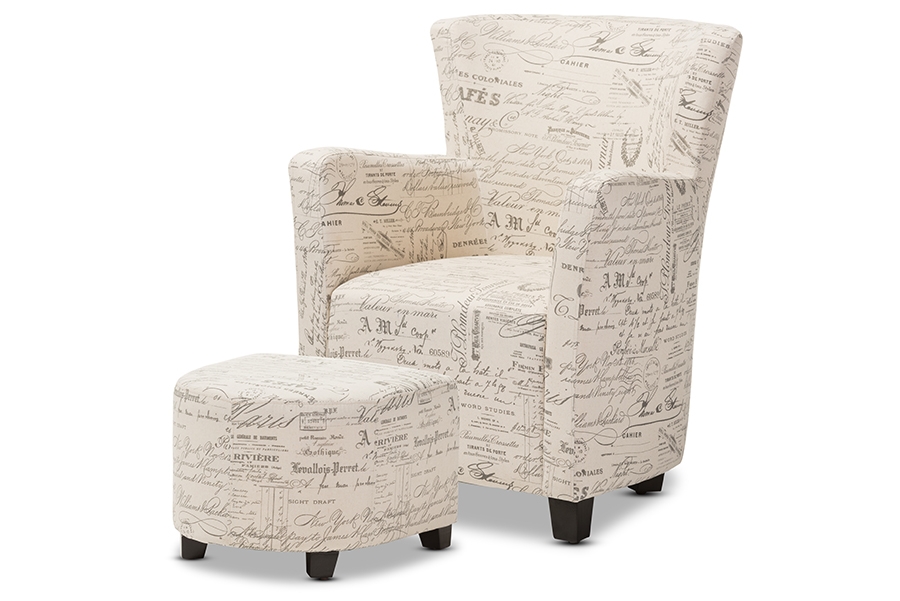 Baxton Studio Benson French Script Patterned Fabric Club Chair and ...