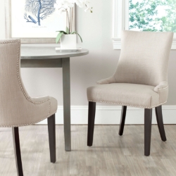 Safavieh Bernice 19H Linen Dining Chair Silver Nail Heads (Set of 2) 
