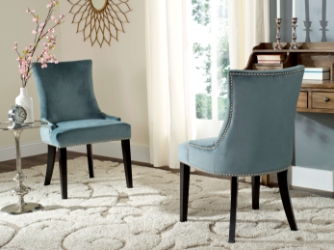Safavieh Bernice 19H Velvet Dining Chair Silver Nail Heads (Set of 2) 