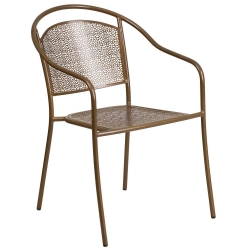 Commercial Grade Black Indoor-Outdoor Steel Patio Arm Chair with Round Back 