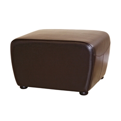 Dark Brown Full Leather Ottoman with Rounded Sides 