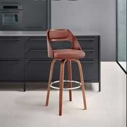 Julius 26" Faux Leather and Wood Bar Stool 