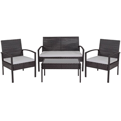 Lakebend Series 4 Piece Black Patio Set with Steel Frame and Gray Cushions 