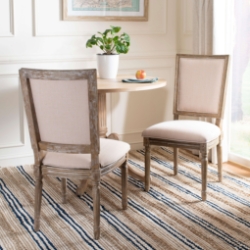 Safavieh Protea 19H French Brasserie Linen Rectangular Side Chair (Set of 2) 