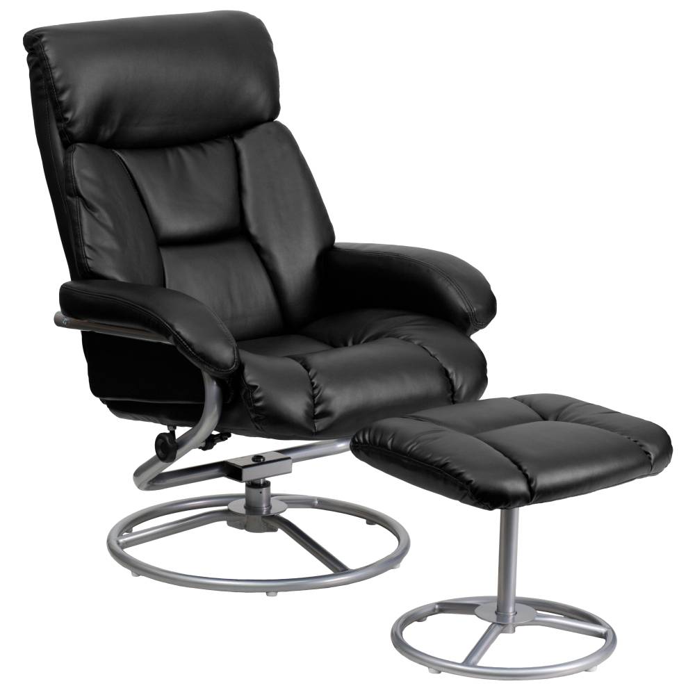 Black Leather Recliner&Ottoman