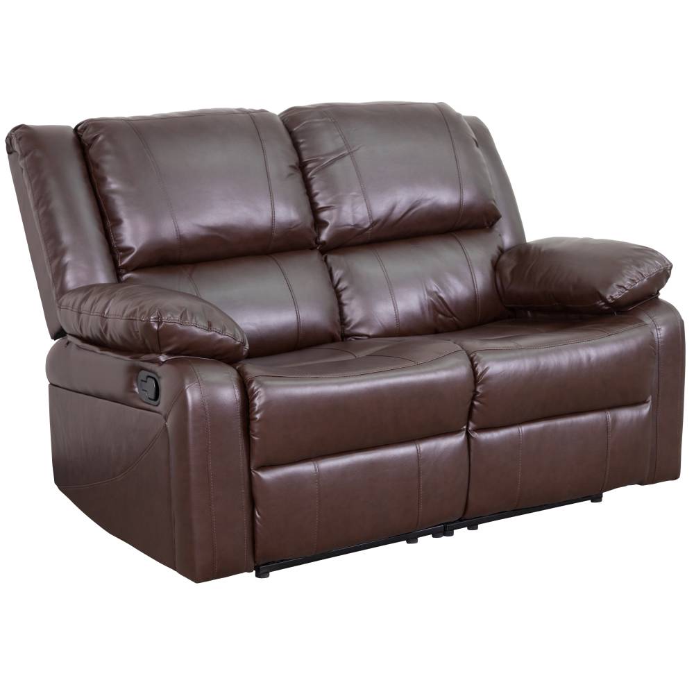 Brown Leather Recline Loveseat