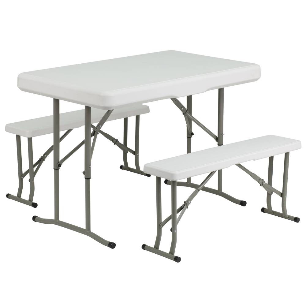 White Plastic Fold Table/Bench