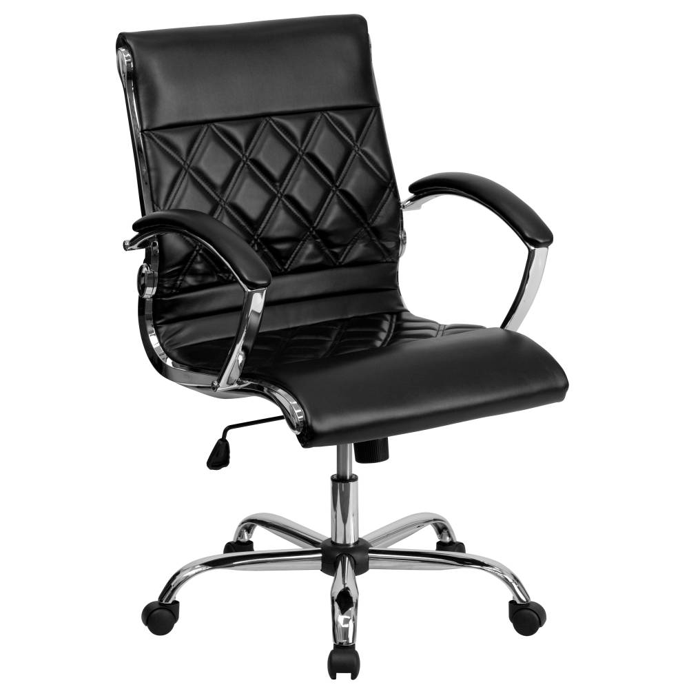 Black Mid-Back Leather Chair