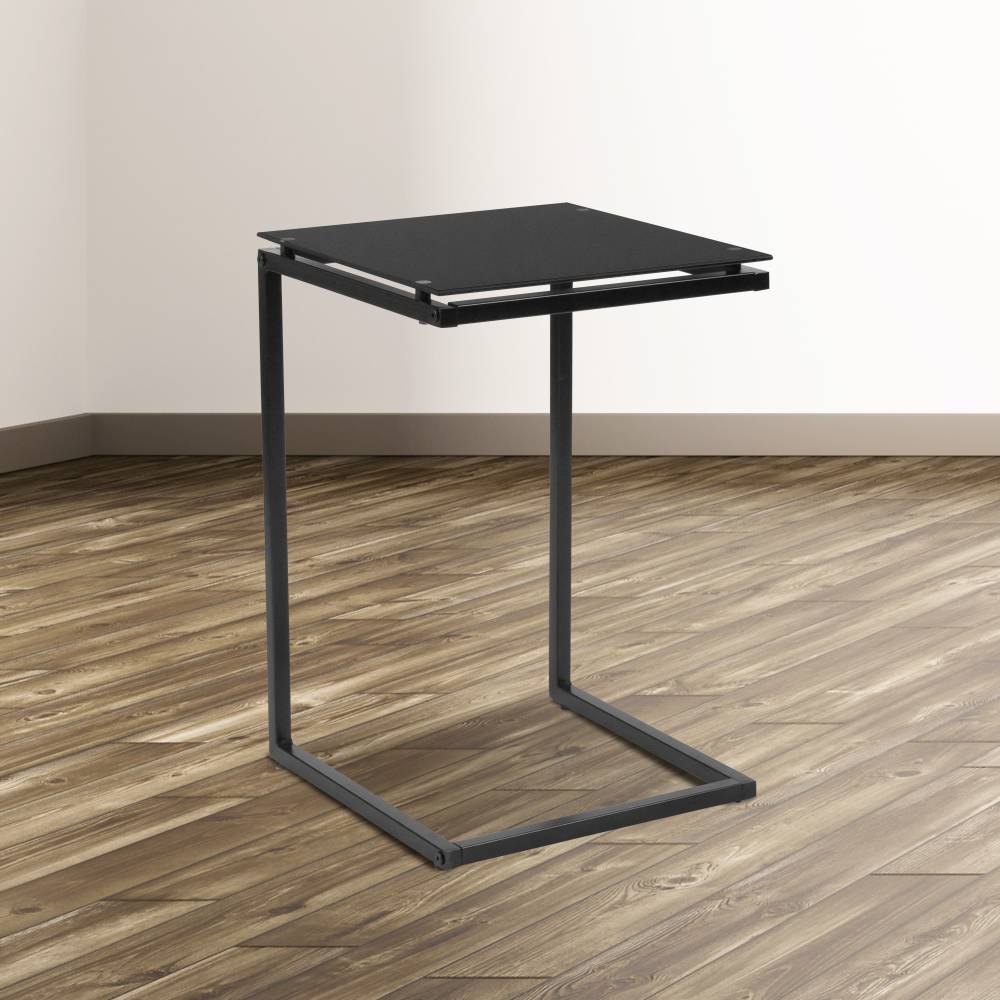 Black Glass End Table