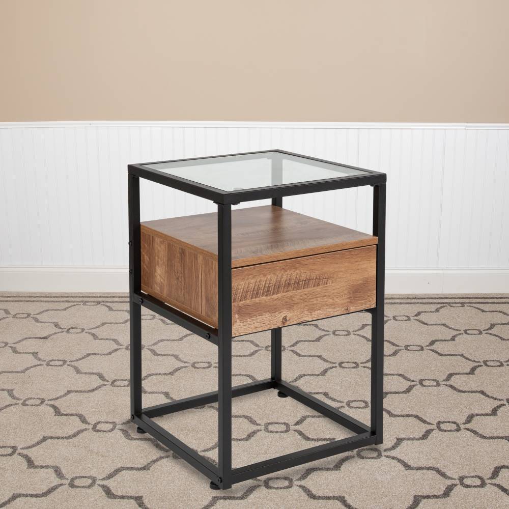 Rustic Glass End Table