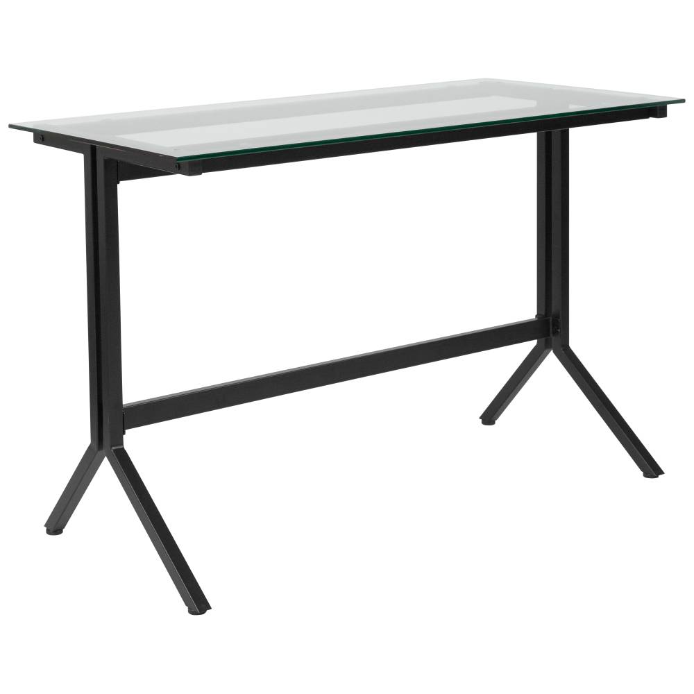Glass Desk with Black Base