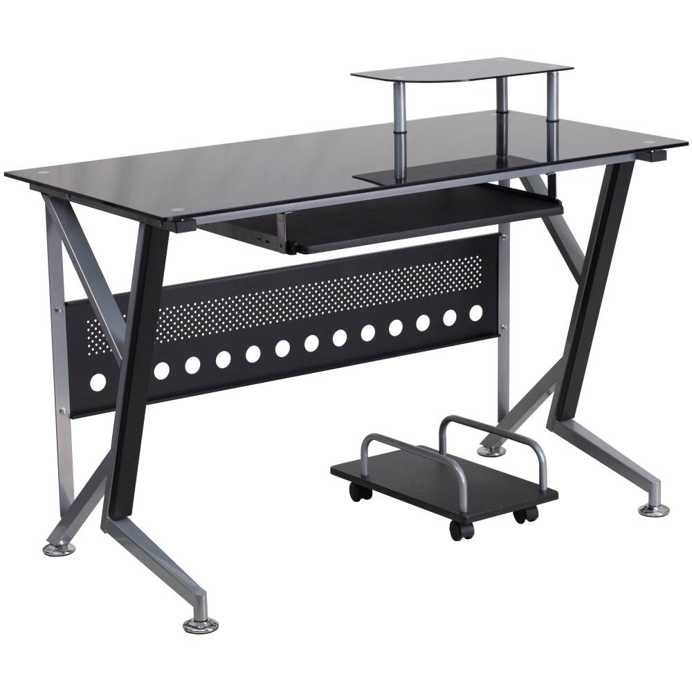 Black Glass Keyboard Desk