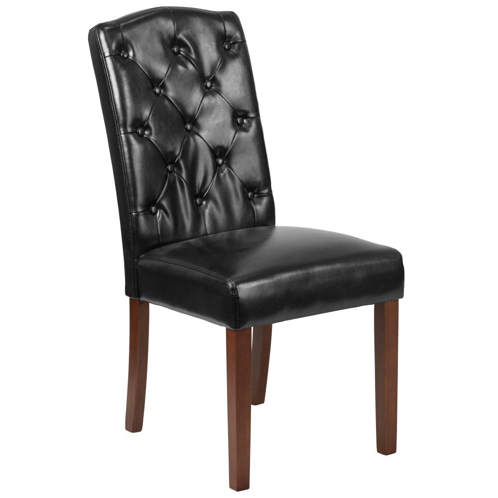 Black Leather Parsons Chair