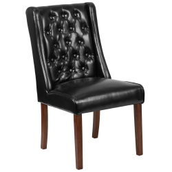 Black Leather Parsons Chair