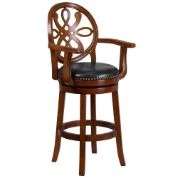 30" Brandy Wood Stool w/ Arms