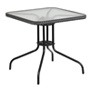 Square Tempered Glass Metal Table with Gray Rattan Edging