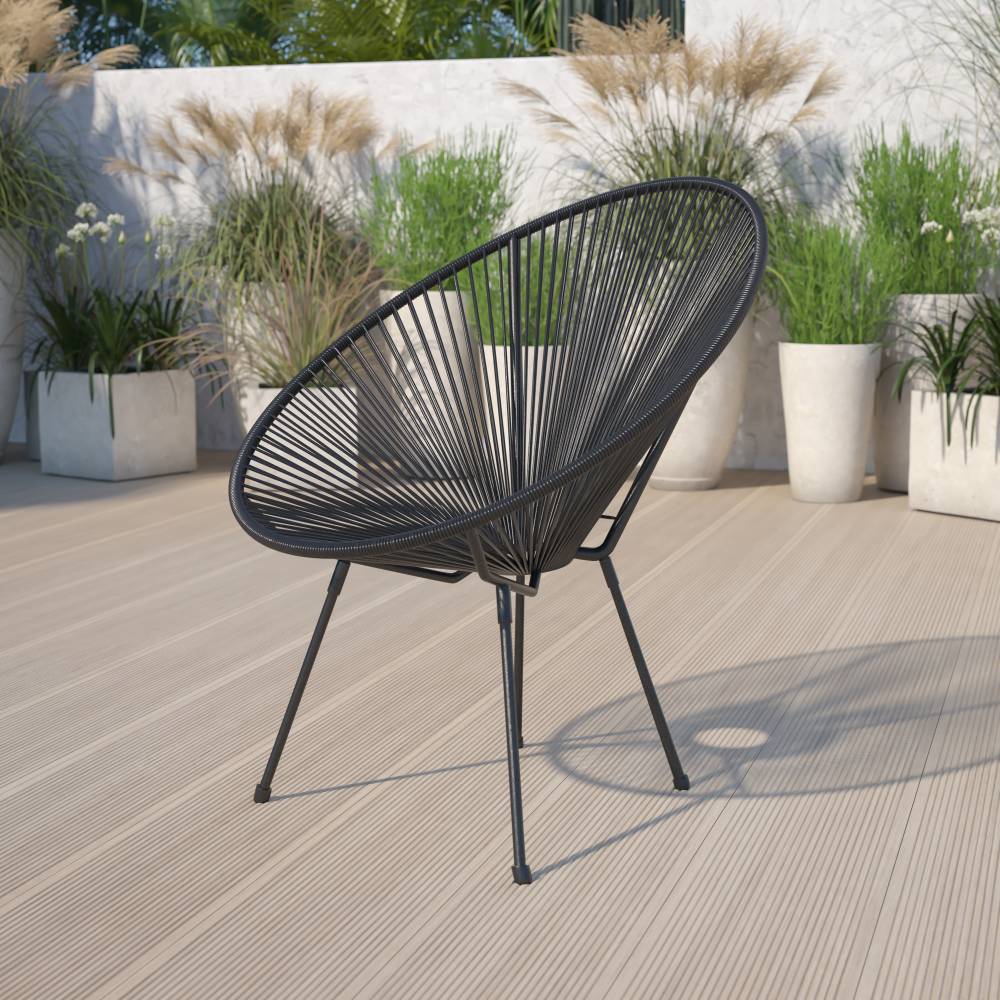 Black Bungee Oval Lounge Chair