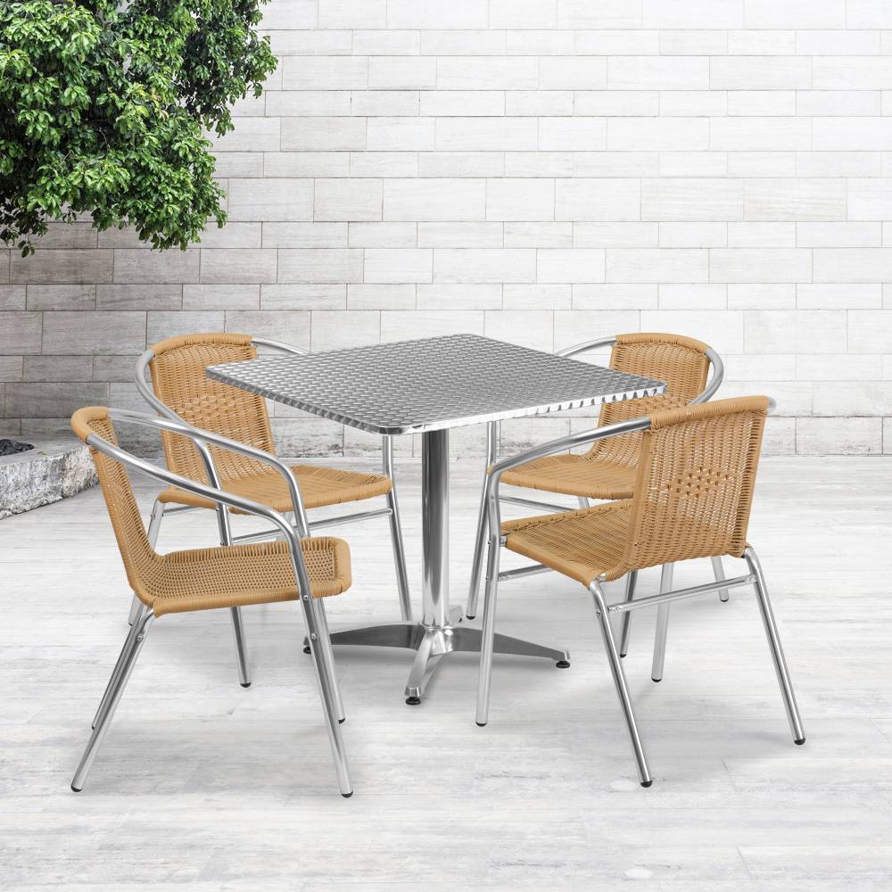31.5SQ Aluminum Table/4 Chairs