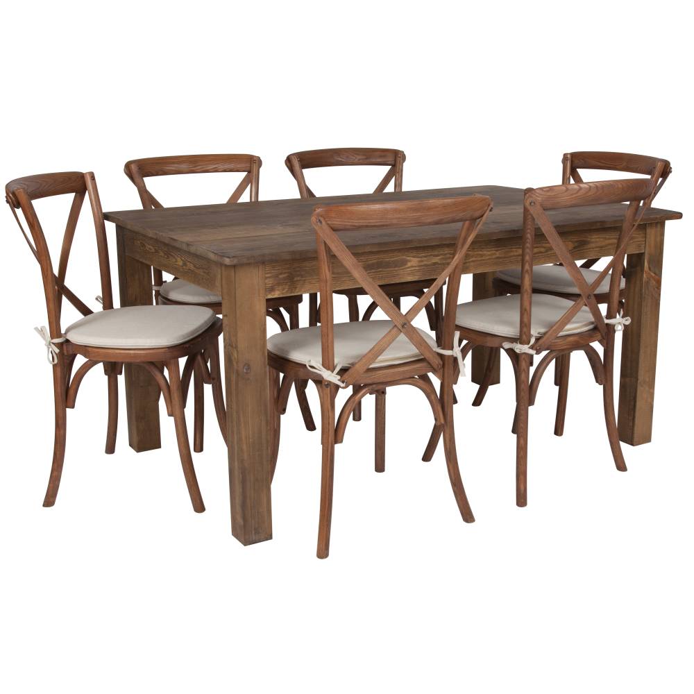 60x38 Farm Table/6 Chair Set