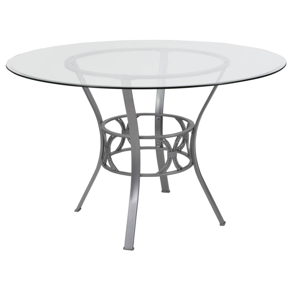 48RD Glass Table/Silver Frame