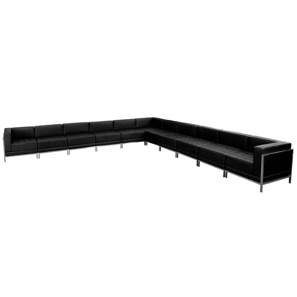 Black Leather Sectional, 11 PC
