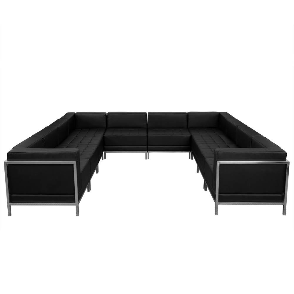 Black Leather Sectional, 10 PC