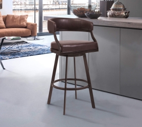 Dione 30" Bar Height Barstool in Auburn Bay and Brown Faux Leather