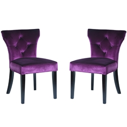 Elise Side Chair in Purple Velvet - Set of 2