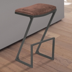 Atlantis 30" Bar Height Backless Barstool in Mineral finish with Bandero Tobacco Fabric