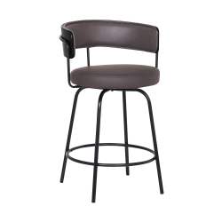 Avalon 30" Gray Faux Leather Swivel Barstool in Black Powder Coated Finish