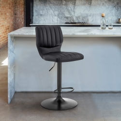 Bardot Adjustable Black Faux Leather Swivel Bar Stool