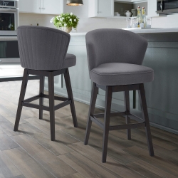Brandy 26" Counter Height Wood Swivel Barstool in Espresso Finish with Gray Fabric