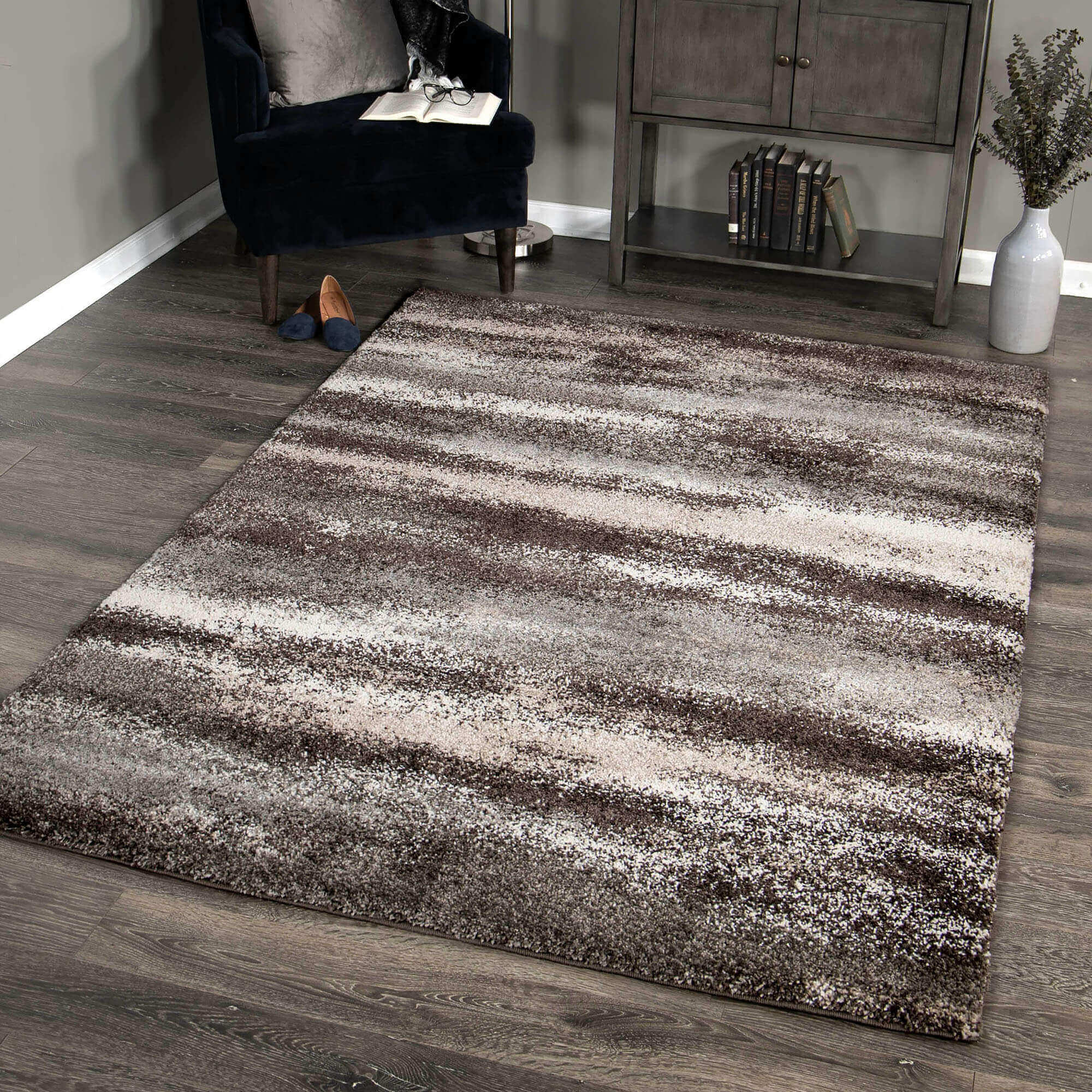 Brookfield Contemporary 8x10 Area Rug in Charcoal/Beige