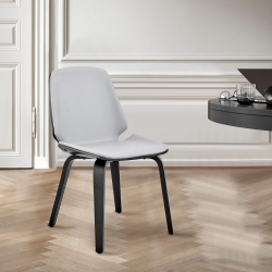 Brinley Gray Faux Leather and Walnut Wood Dining Room Accent Chair