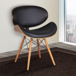 Cassie Mid-Century Dining Chair in Walnut Wood and Gray Faux Leather
