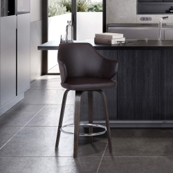 Camden 30" Mid-Century Brown Faux Leather Bar Stool