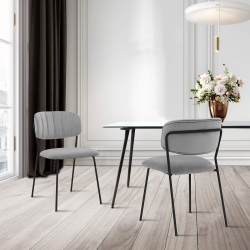 Carlo Gray Velvet and Metal Dining Room Chairs - Set of 2