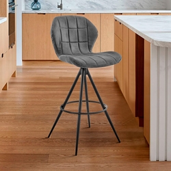 Catalina 26" Counter Height Bar Stool in Charcoal Fabric and Black Finish