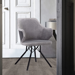 Darcie Contemporary Dining Chair in Black Powder Coated Finish with Gray Velvet and Black Brushed Wood Finish Back