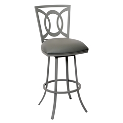 Drake 30" Transitional Barstool In Gray and Gray Metal