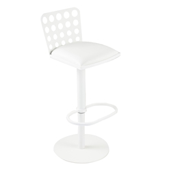 Dune Contemporary Barstool In White and White Metal