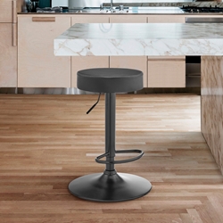 Dax Backless Dark Gray Faux Leather Adjustable Bar Stool