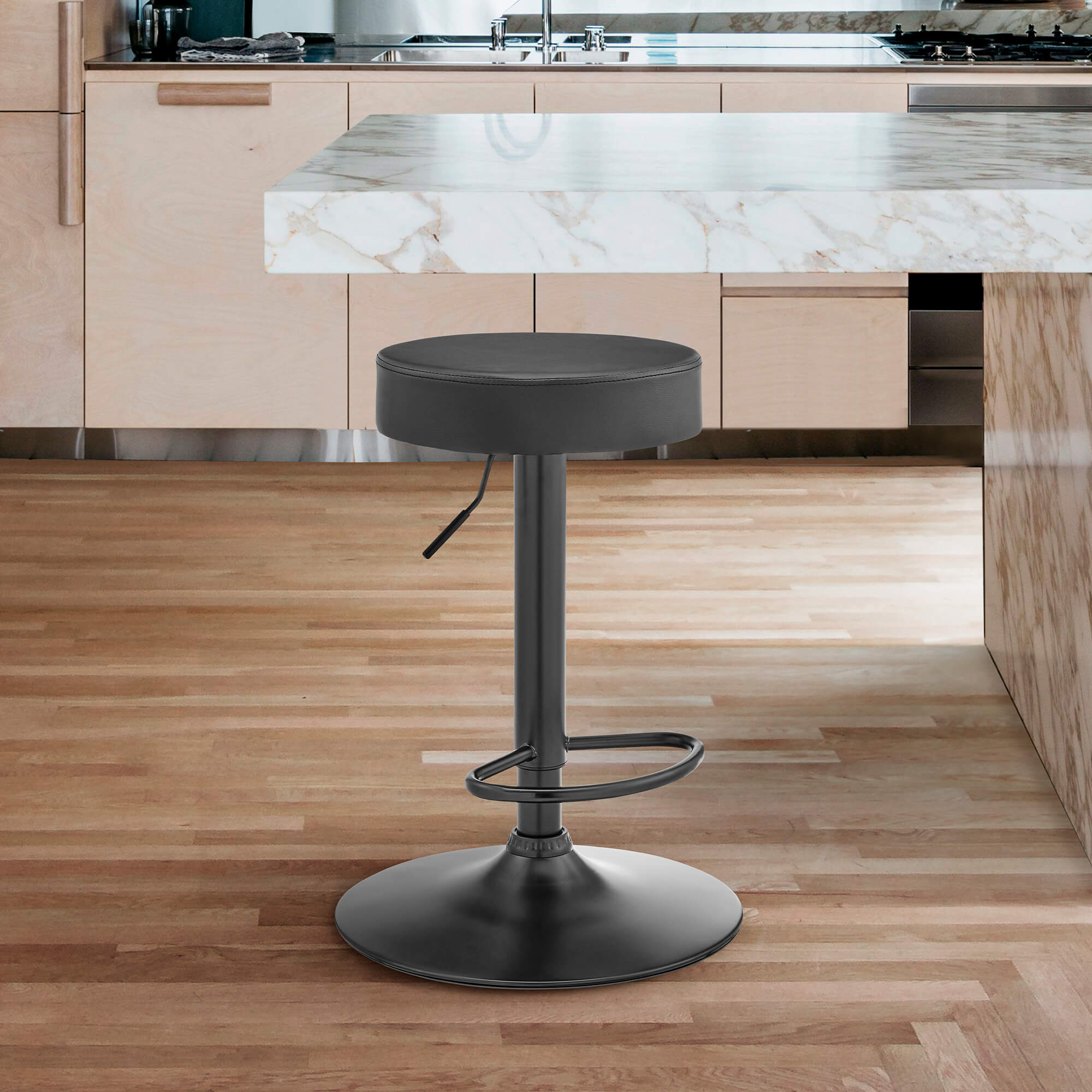 Dax Backless Dark Gray Faux Leather Adjustable Bar Stool