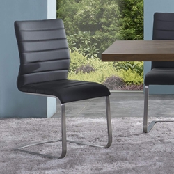 Fusion Contemporary Side Chair In Gray and Stainless Steel - Set of 2