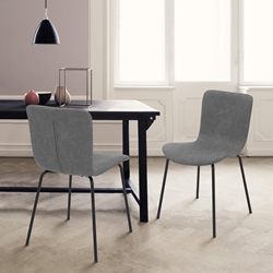 Gillian Modern Light Gray Fabric and Metal Dining Room Chairs - Set of 2