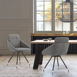 Granada Swivel Gray Fabric Dining Room Chairs - Set of 2
