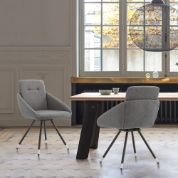 Granada Swivel Gray Fabric Dining Room Chairs - Set of 2