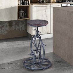 Harlem Adjustable Industrial Metal Bicycle Barstool in Industrial Gray finish with Wrangler Fabric