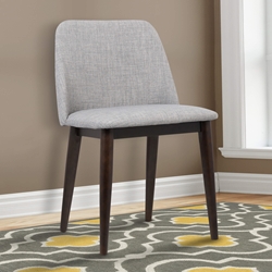 Horizon Contemporary Dining Chair in Light Gray Fabric with Brown Wood Legs - Set of 2